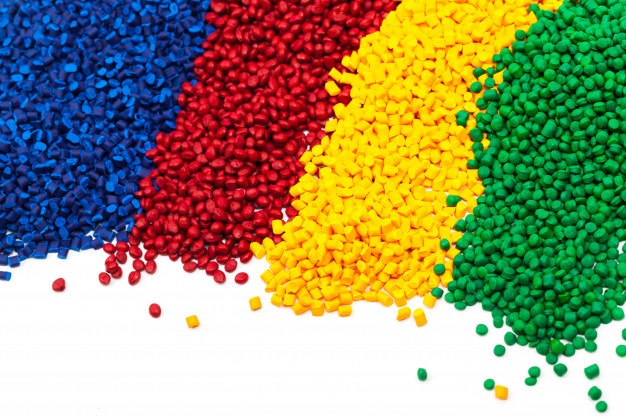 Different coloured plastic granules